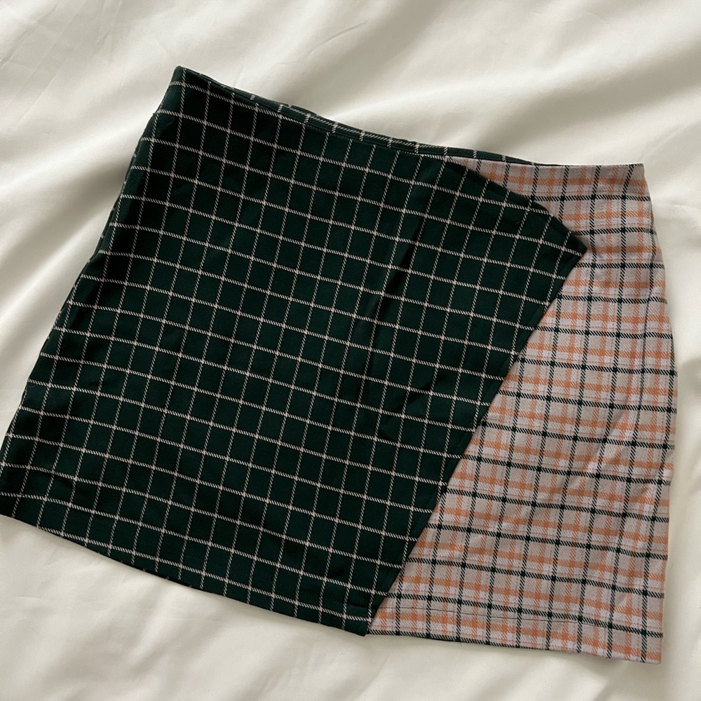 Urban Outfitters Black and Pink Plaid Pencil Skirt